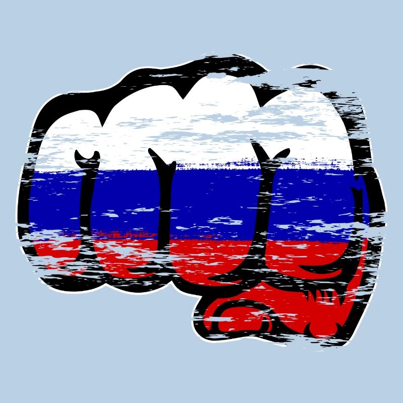 Drapeau de la Russie main poing utilisé