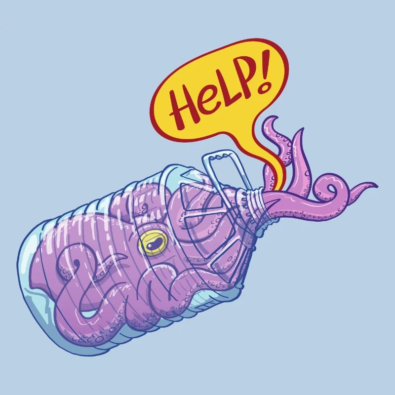 Octopus inside plastic bottle asking for help