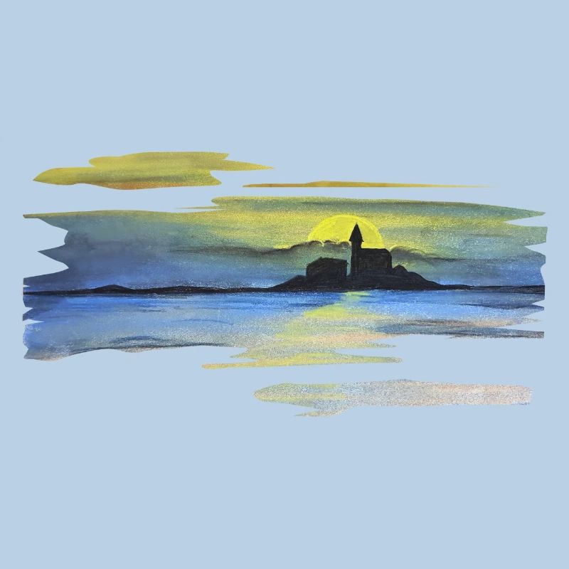Castle, sunset, gift idea, pastel
