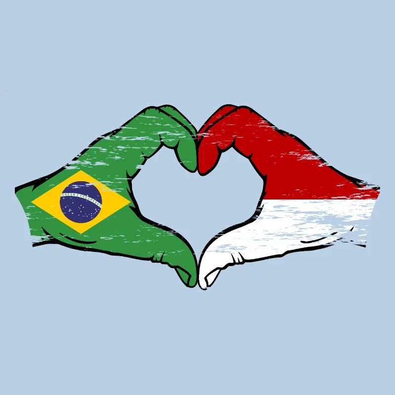 Brésil Monaco Drapeau Forme de Main Forme Coeur Utilisé