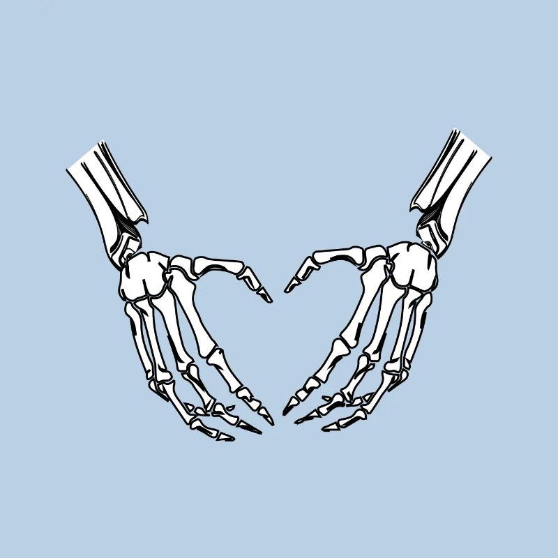 Skeleton hands form a heart