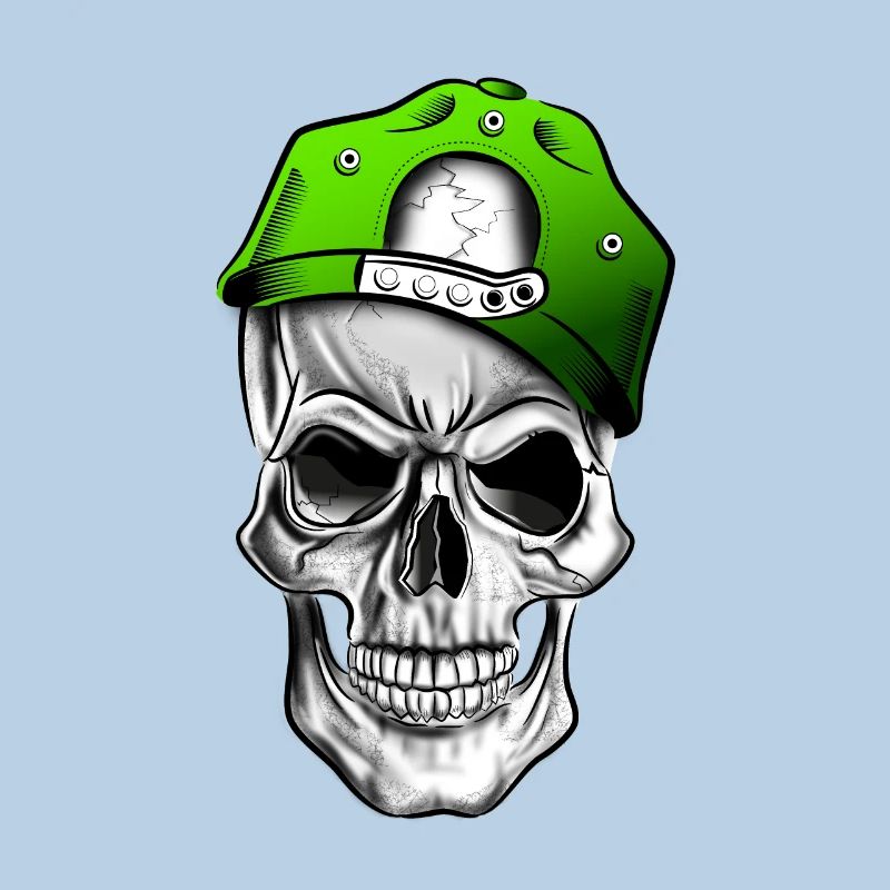 Totenkopf oder Schädel, Skull mit Baseballkappe