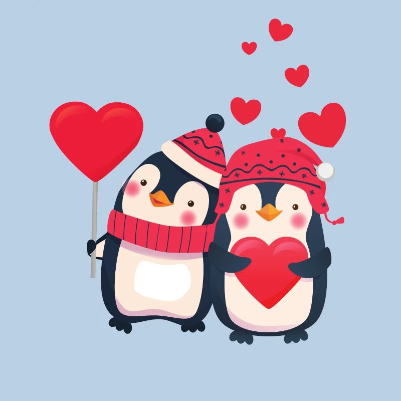 Süsses Pinguin Paar mit Herzen
