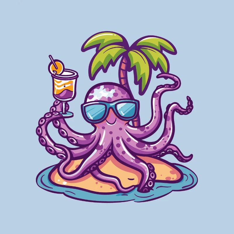 Octopus Summer Beach Comic