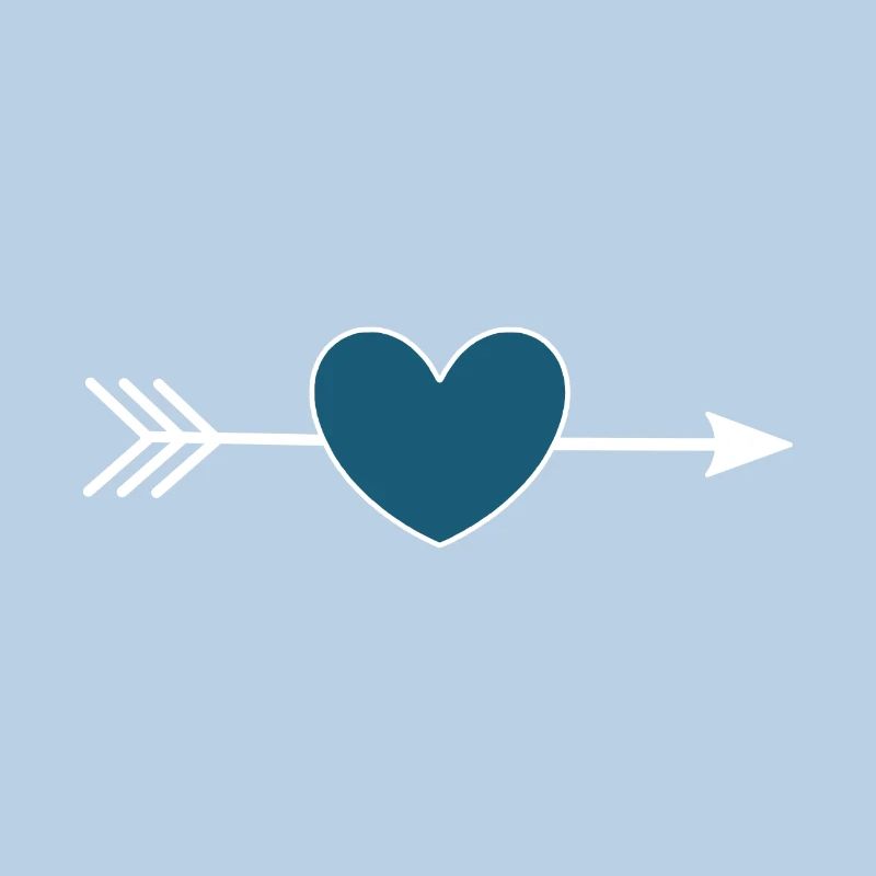 Coeur bleu avec flèche Saint-Valentin