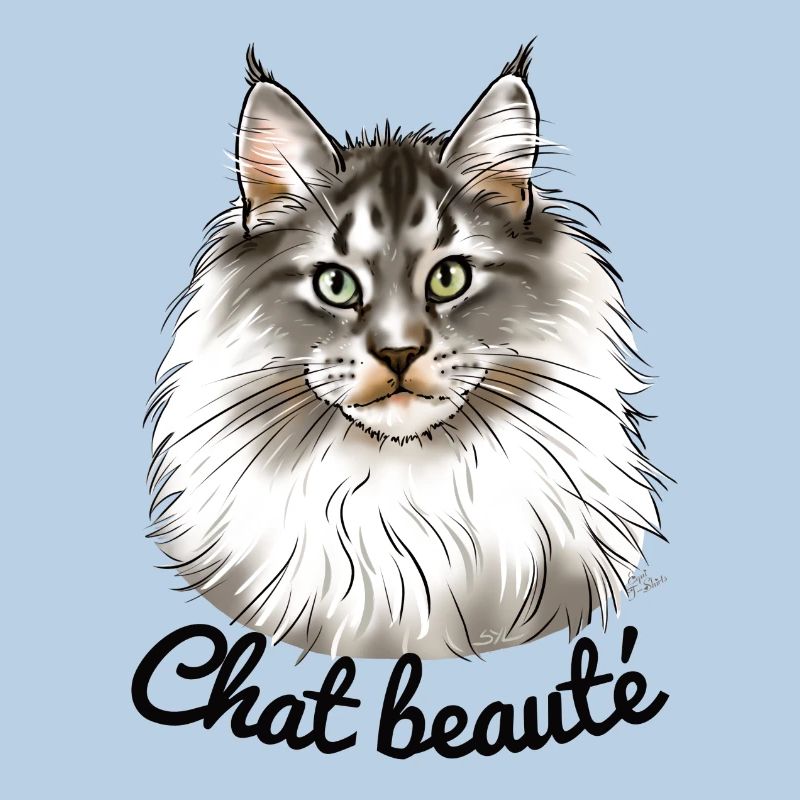 Chat beauté main coon (texte noir)
