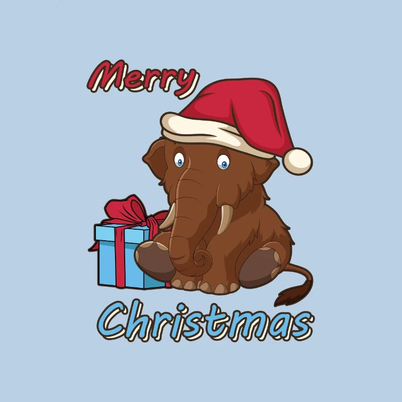 Conception de dessin animé de cadeau de Noël d'éléphant de mammouth