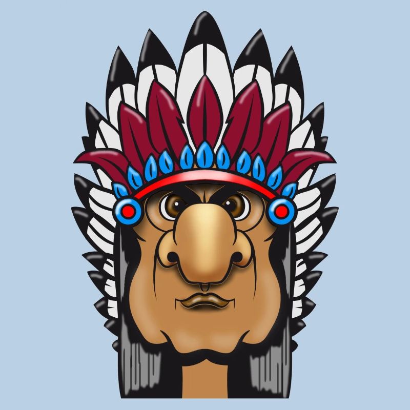 Grimmiger Indianerhäuptling mit Federschmuck Comic