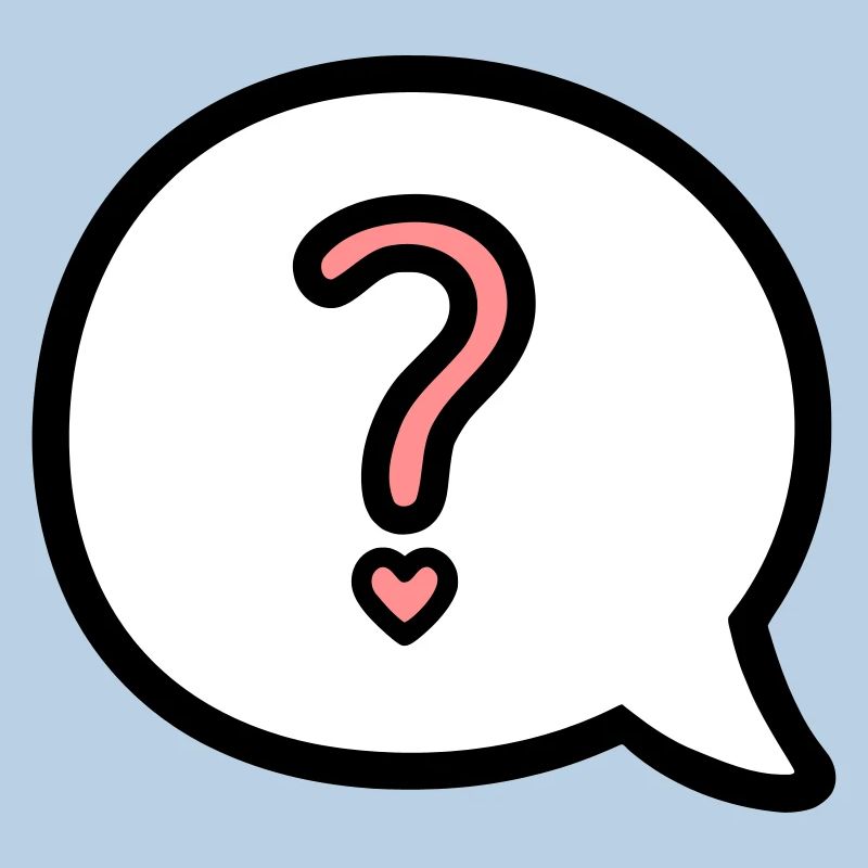 Boule de dialogue avec point d'interrogation et coeur