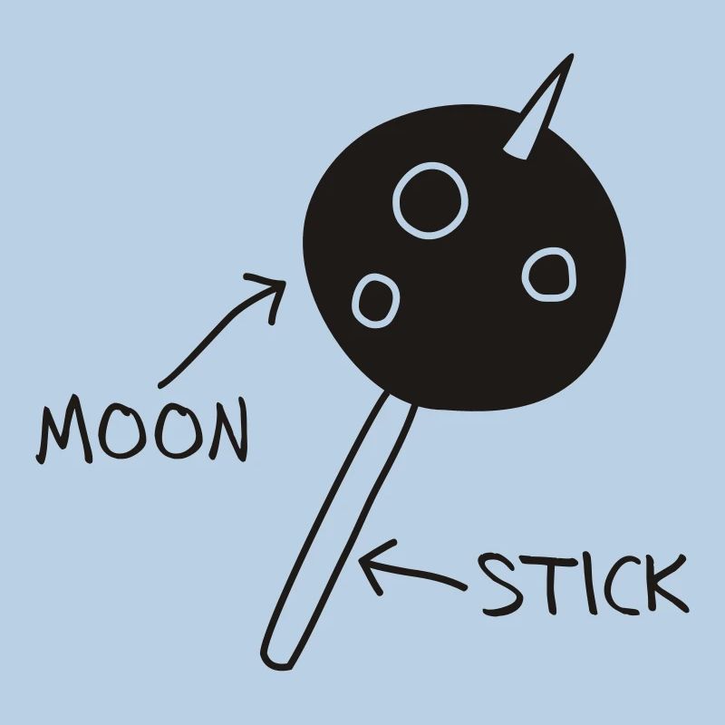Moon on a Stick (white on dark background)