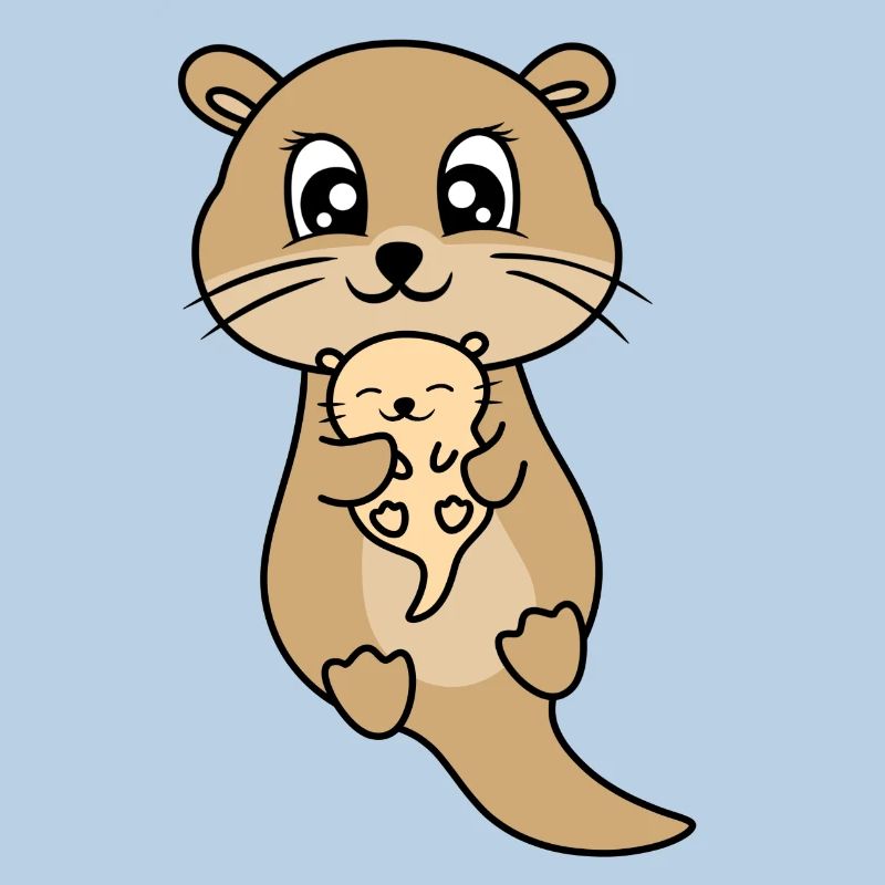 Mère et bébé loutre mignon