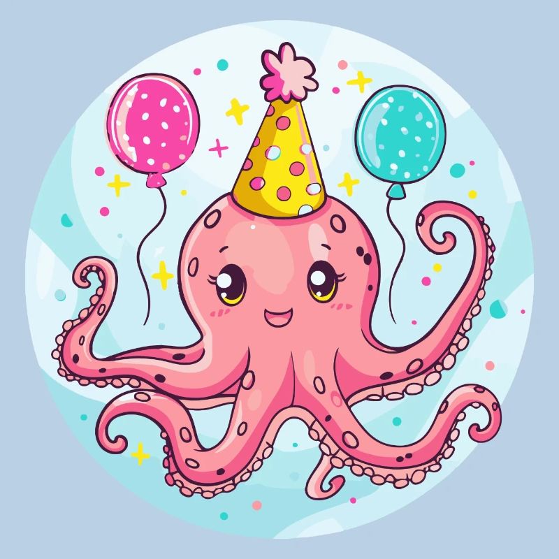 Oktopus Geburtstag Comic