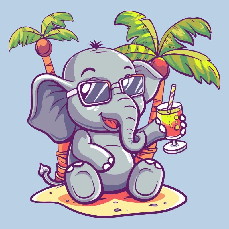 Elefant Sommer Strand Comic