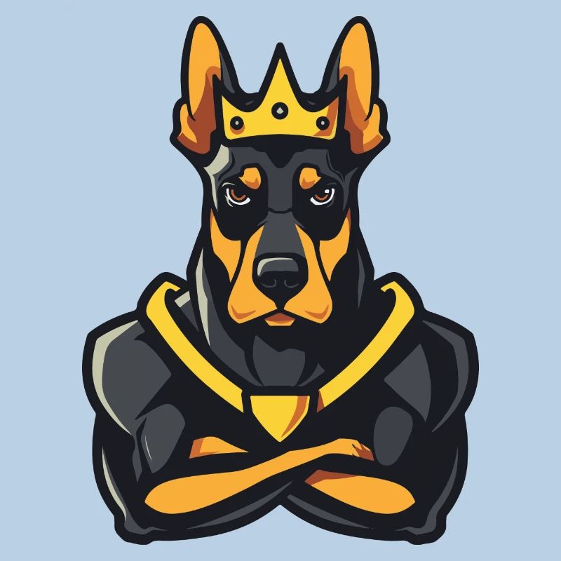 Dobermann Hund Comic Krone