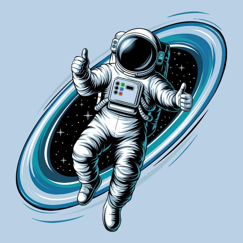 Un astronaute cool dans l’espace avec le pouce levé