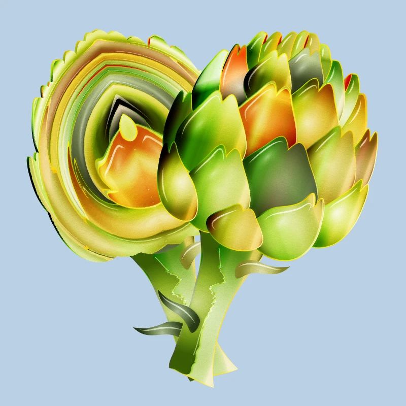 Illustration délicate d’artichauts dans des tons verts chauds