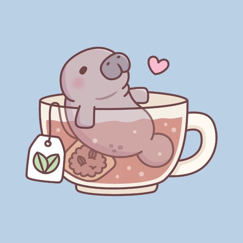 Funny Manatee Chilling In Tea Cup