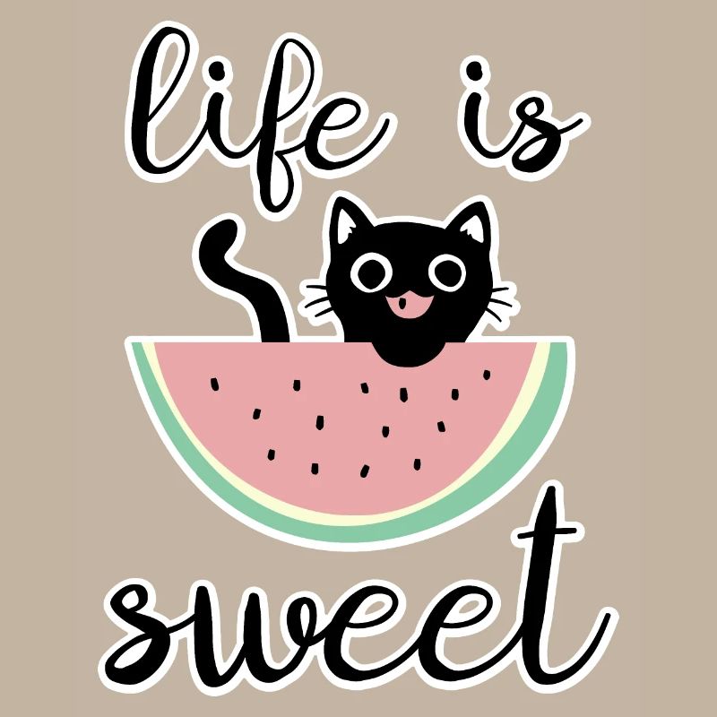 La vie est douce chat avec pastèque