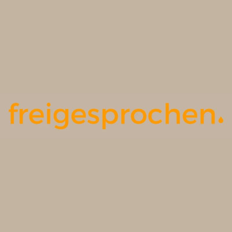 freigesprochen orangefarbener Text