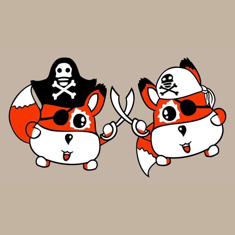 2 petit pirate mignon renards oeil sabre duel