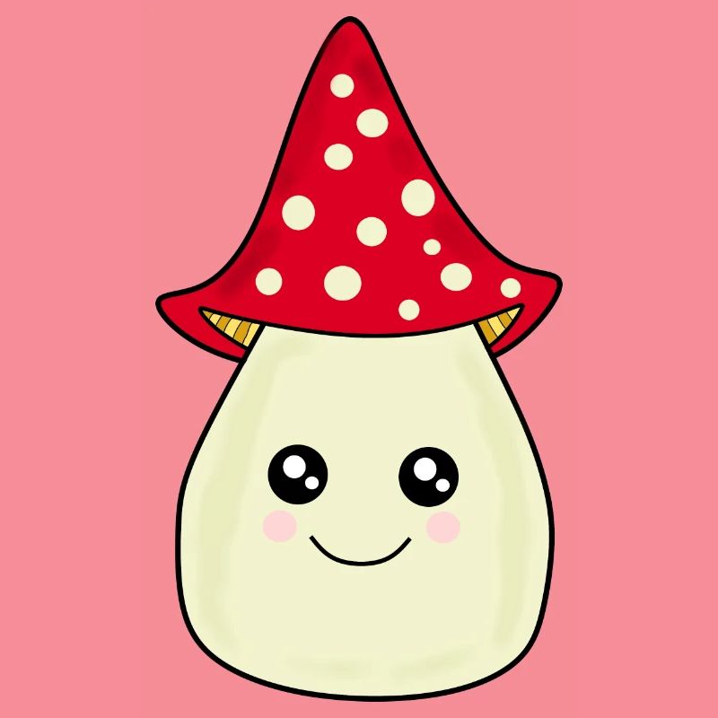 Kawaii champignon Toadstool mignon rouge avec visage