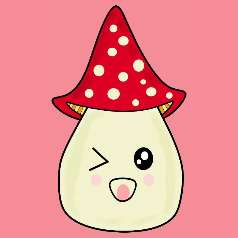 Kawaii champignon Toadstool mignon rouge avec visage