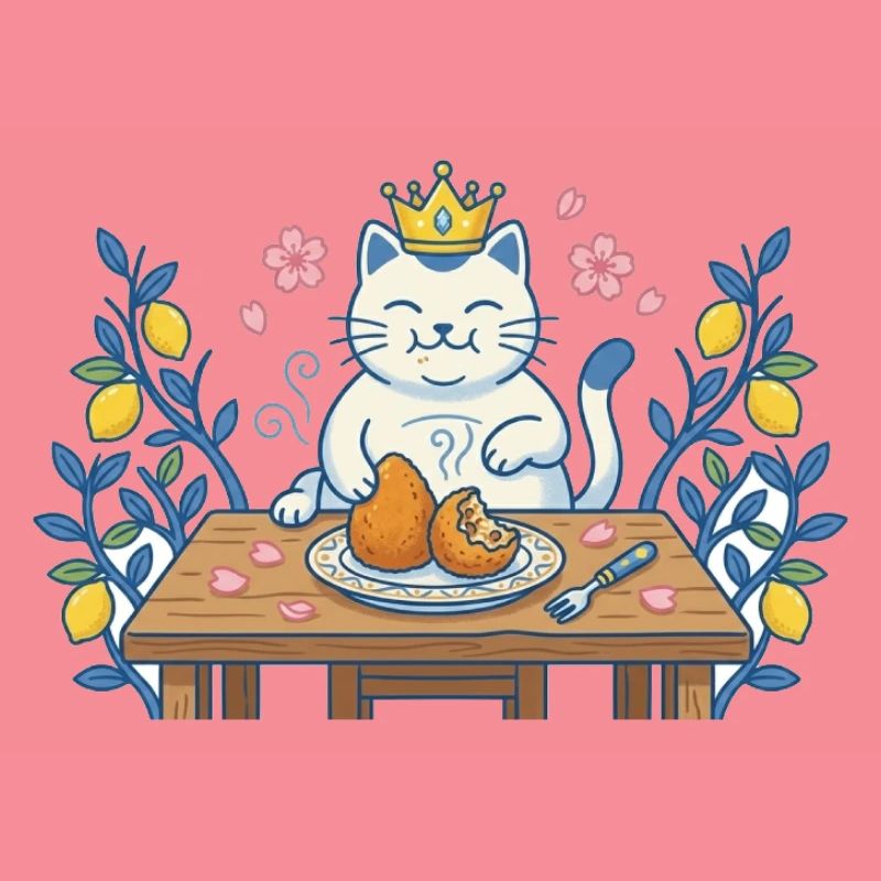King cat at the table with kibble