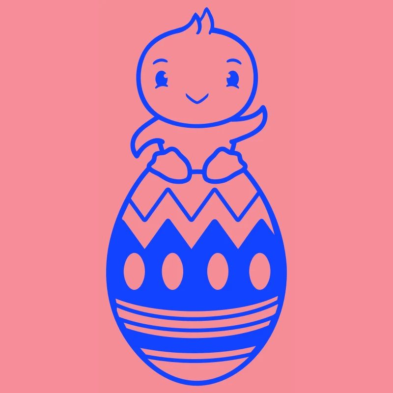 Chick sitting on huge Easter egg waving Easter sweet