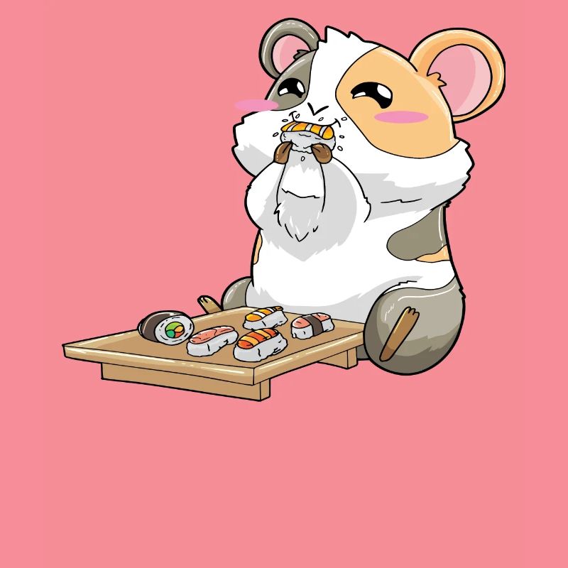 Drôle de cochon d’Inde mangeant des sushis