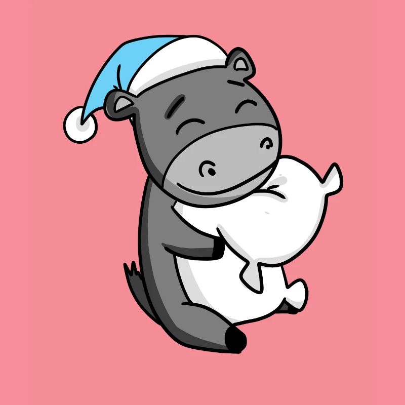 Donkey with pillow and sleeping cap