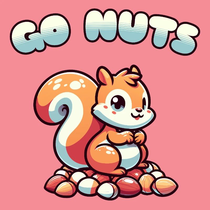 Squirrel Sitting on Nuts Cartoon Tee