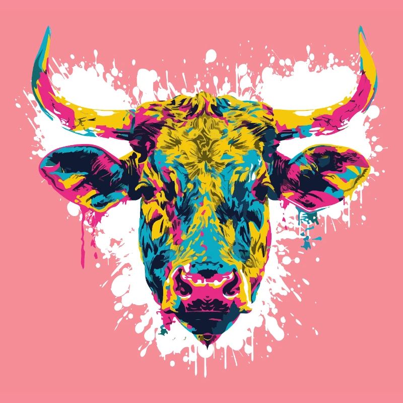 Cow Head Beef Paint Blobs