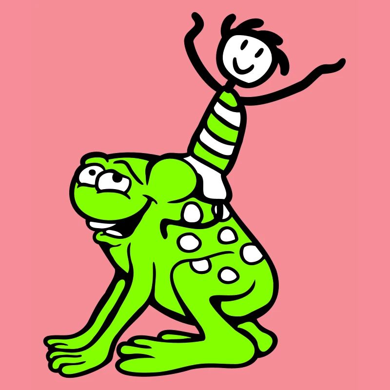 2 Friends Frog Boy Riding Team Toad Funny