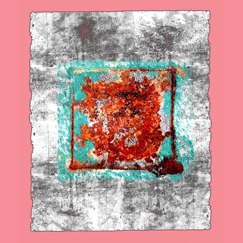 Rust square on grey texture