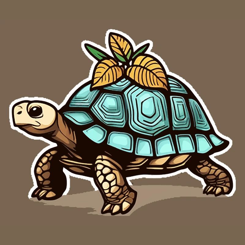 Turtle with blue shell & leaves