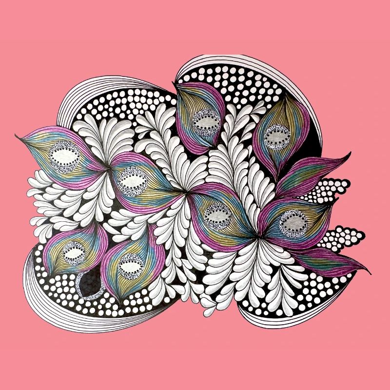 Peacock Feather Doodle Pattern