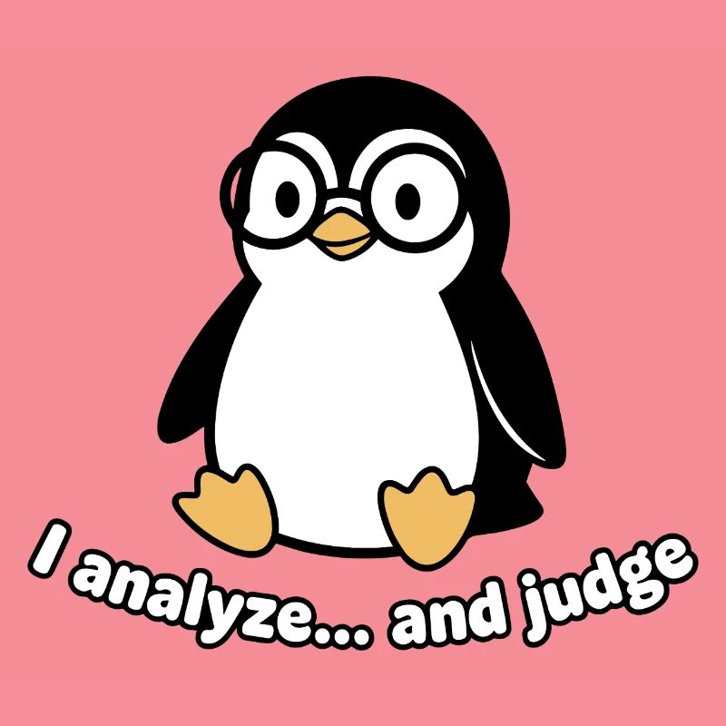 Penguin Thinker with Glasses
