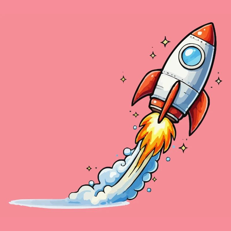 Rocket Launch Cartoon Design