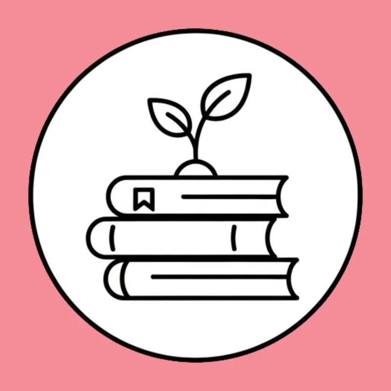 Minimalist Book Stack with Plant Cozy Reading