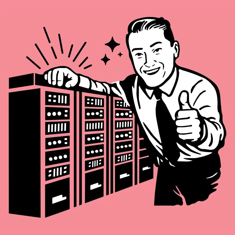 Retro IT Admin Smiling – Vintage Tech Support