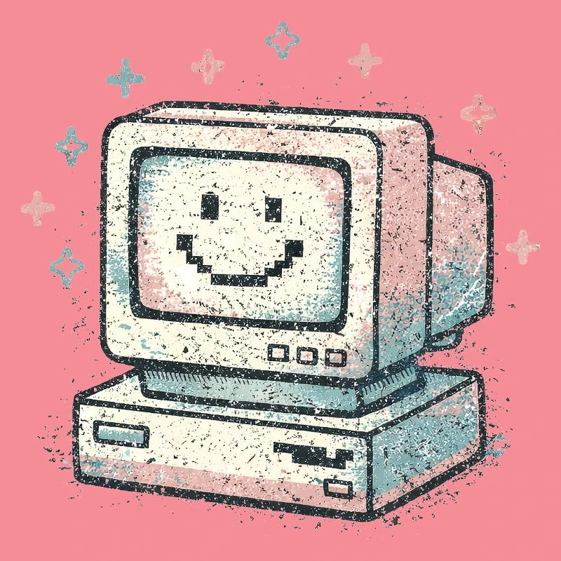 Cute Retro Computer Vintage 80s Tech Style