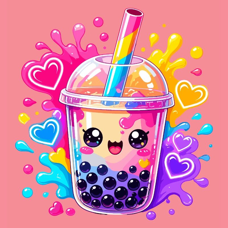 Kawaii Bubble Tea Farbexplosion