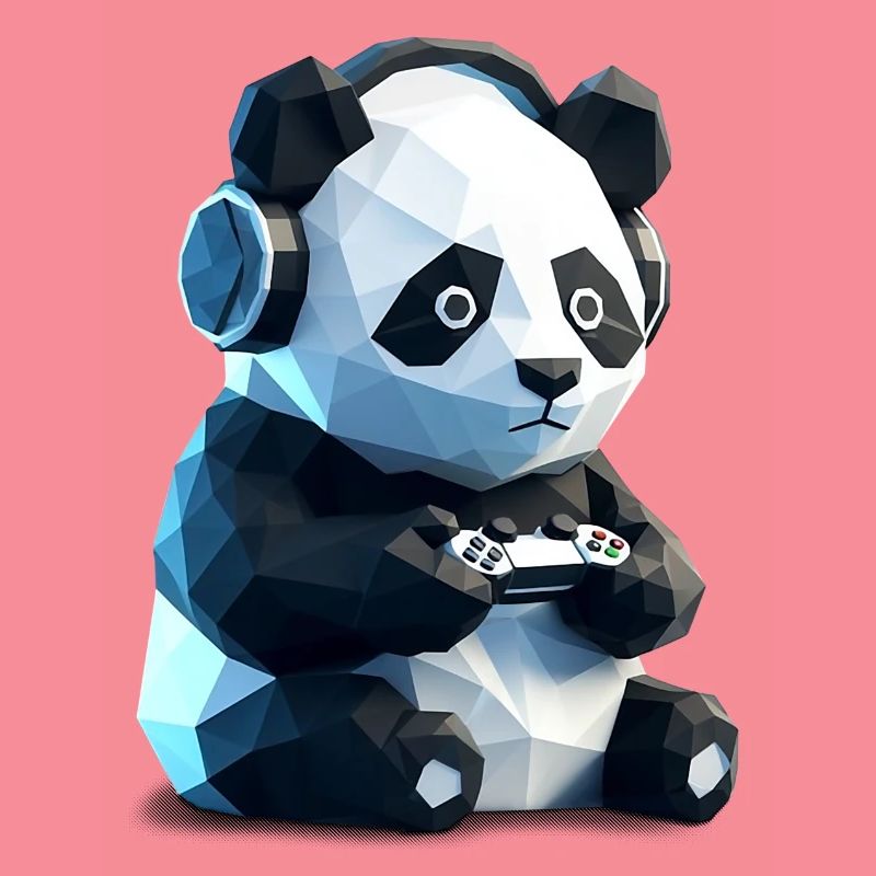 Gaming Panda with Headset & Controller