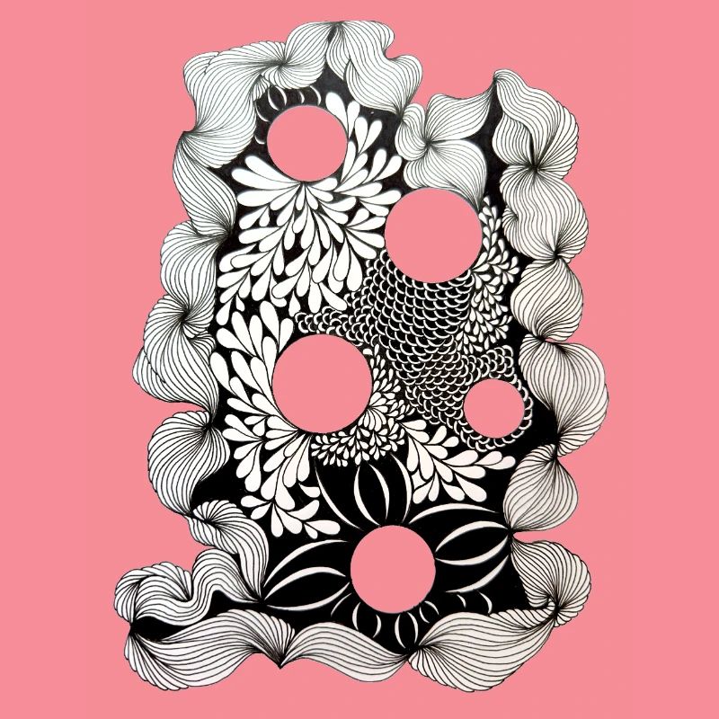 Black Flower Ring Pattern