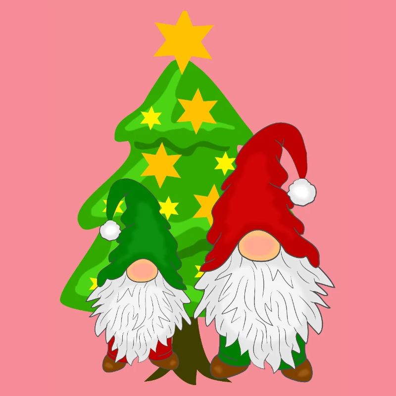 Gnome devant le sapin de Noël