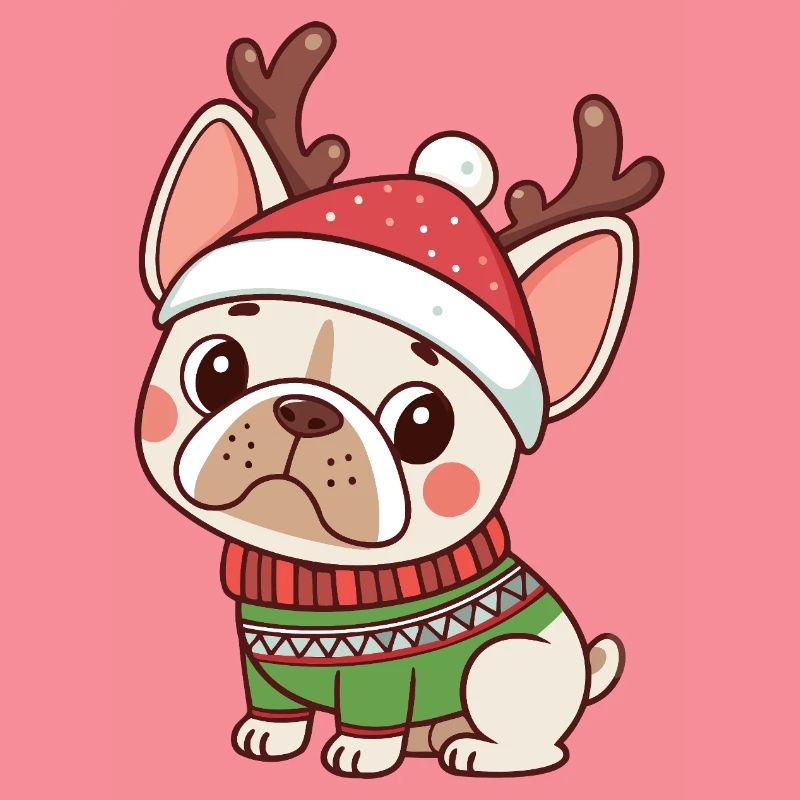 Chiot Noël Bonnet et Pull Vert
