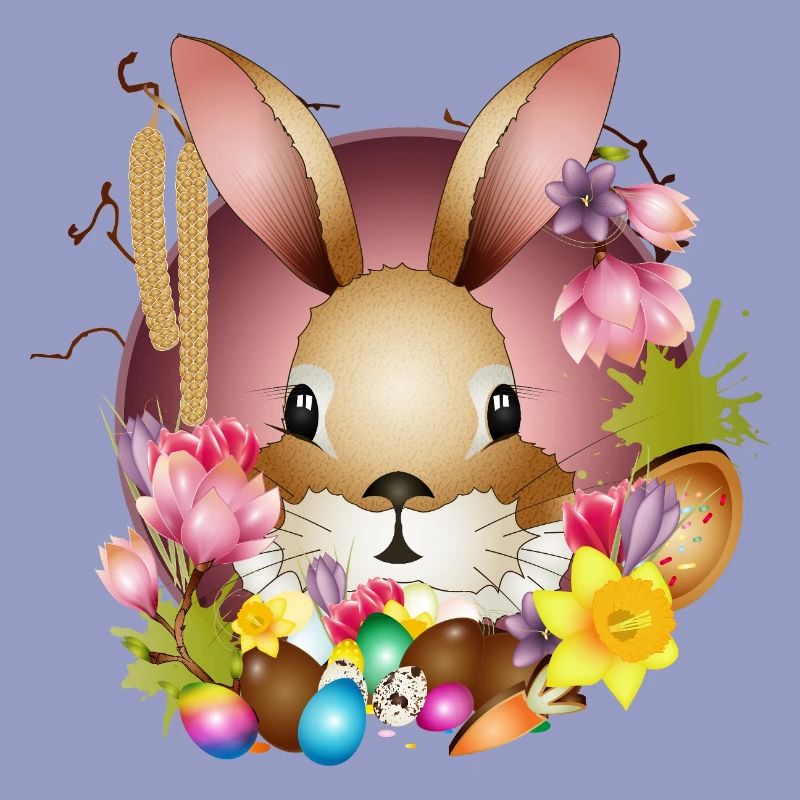 Adorable Easter bunny with Easter decoration