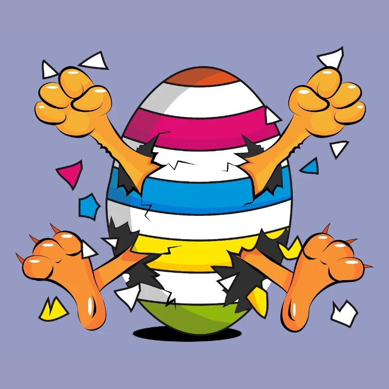 Poussin drôle dans un motif de dessin animé Easter Egg
