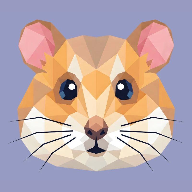 Cute Geometric Hamster Low Poly Art
