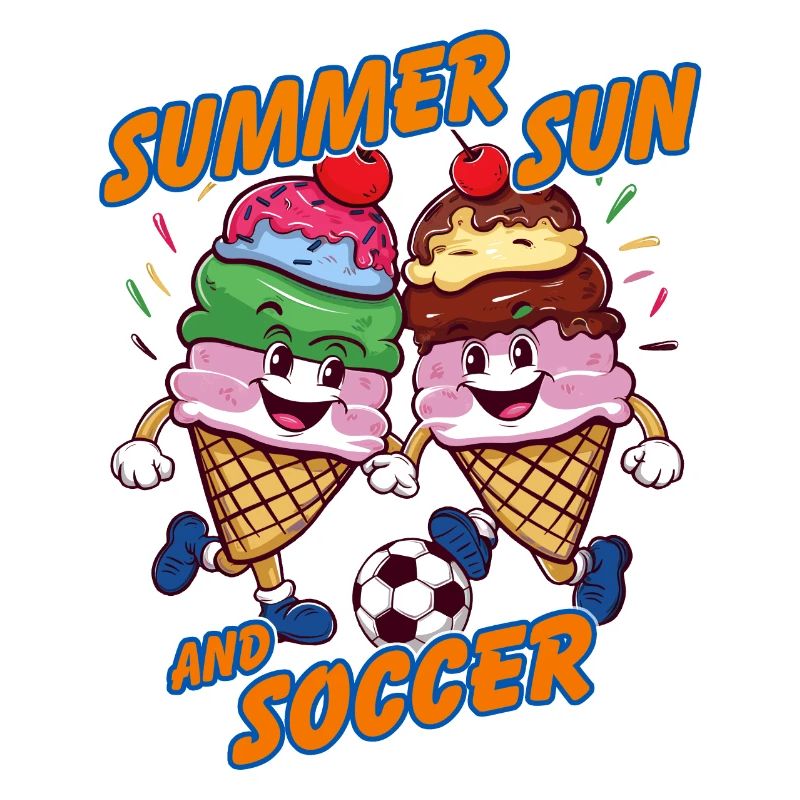 Soleil d’été Soccer Rire Coups de pied Cornets de crème glacée